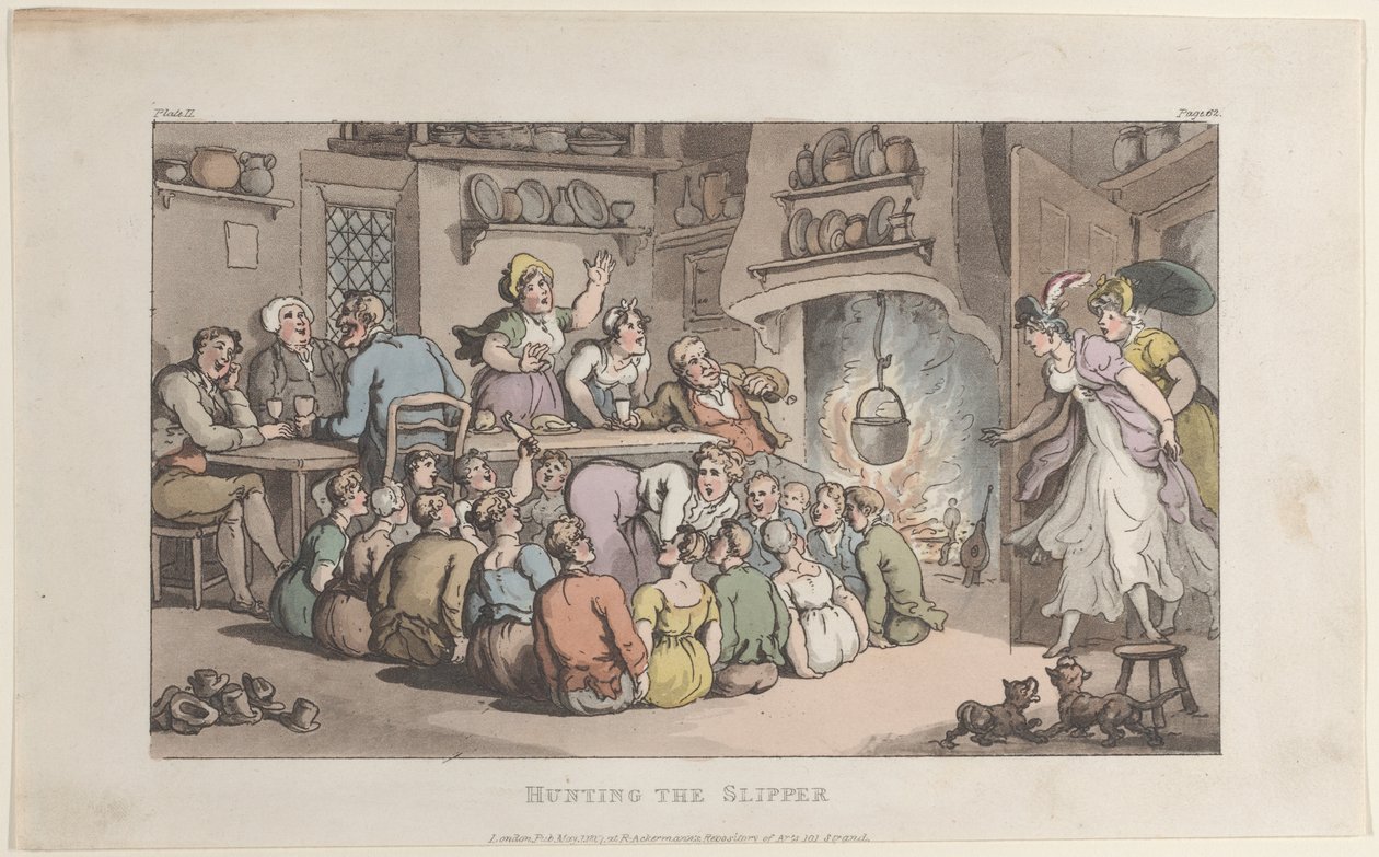 Caccia alla pantofola, da Il vicario di Wakefield, 1 maggio 1817 da Thomas Rowlandson