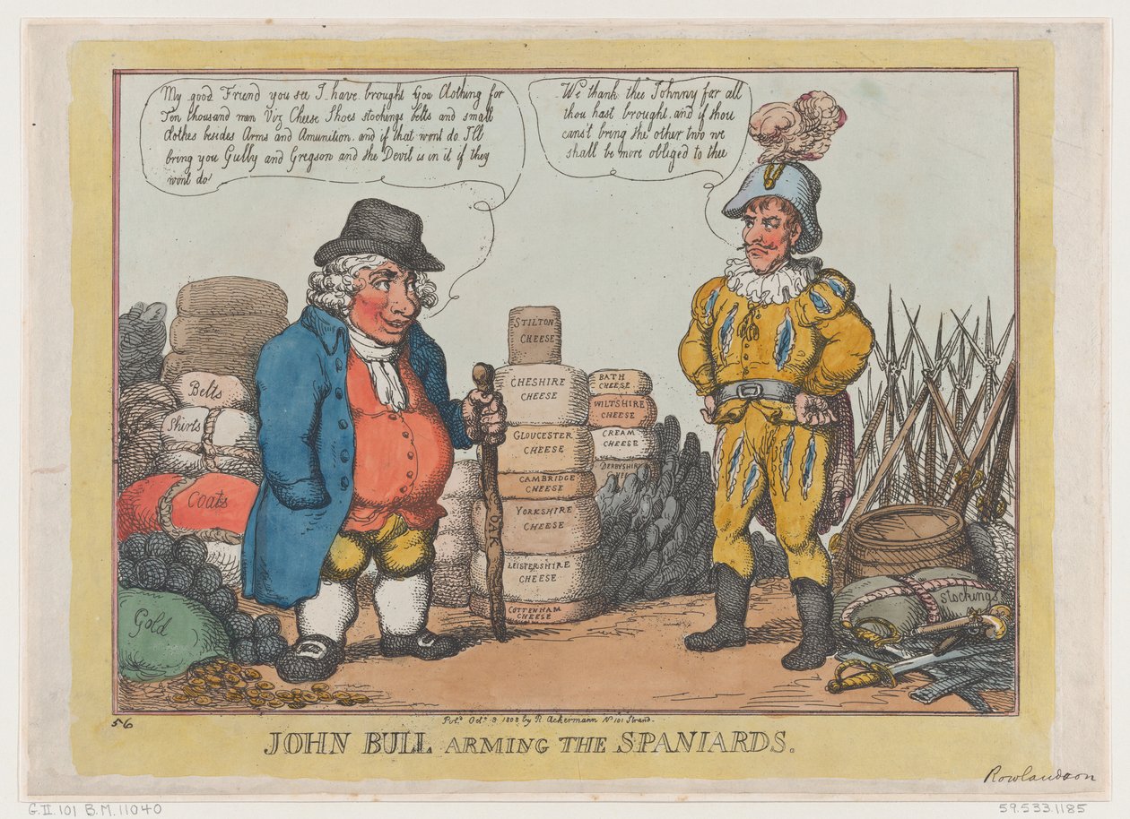 John Bull arma gli spagnoli da Thomas Rowlandson