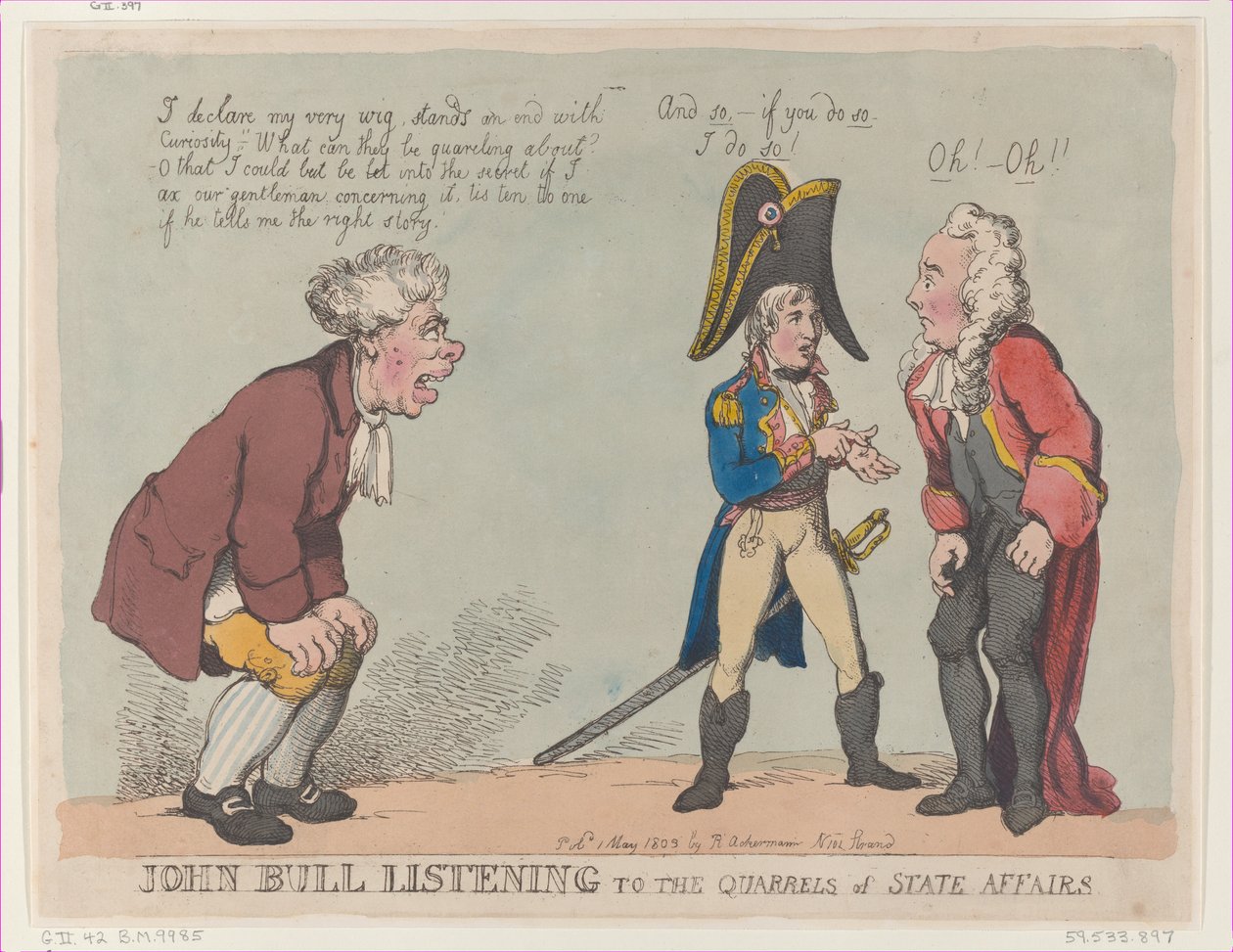 John Bull Ascolta le Liti degli Affari di Stato da Thomas Rowlandson