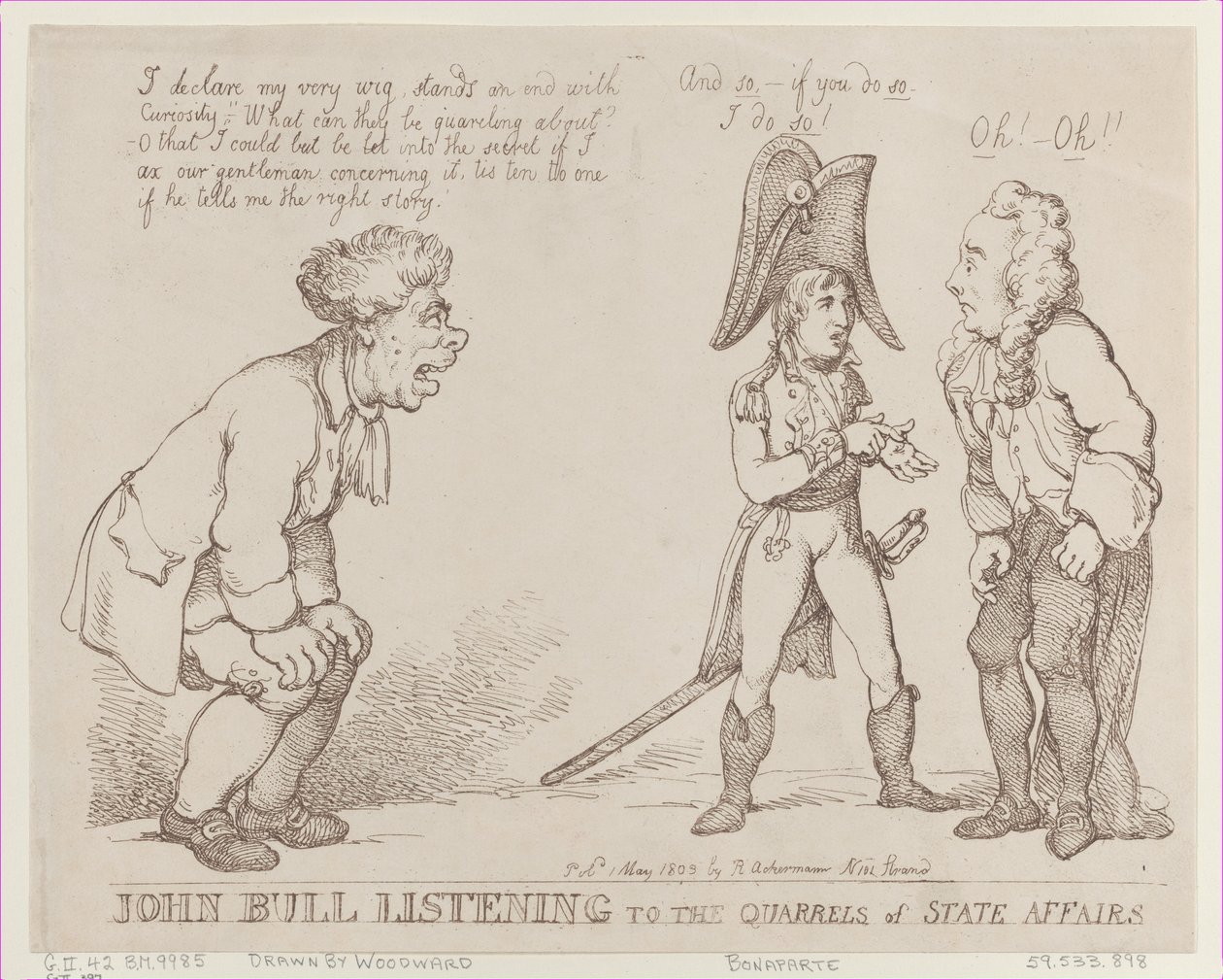 John Bull ascolta le dispute degli affari di stato, 1 maggio 1803 da Thomas Rowlandson