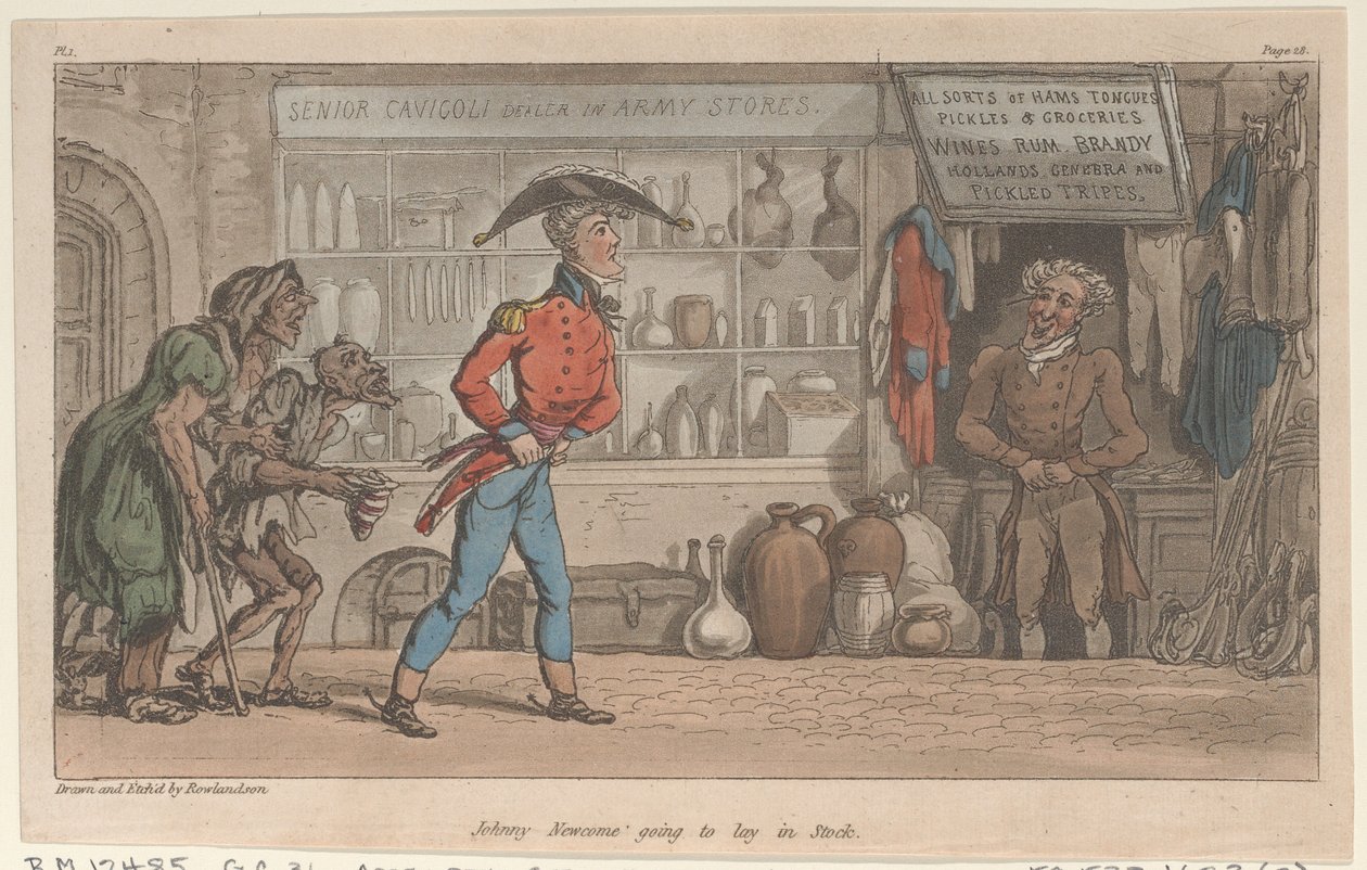 Johnny Newcome che va a fare scorta, da Le avventure militari di Johnny Newcome, 1815 da Thomas Rowlandson