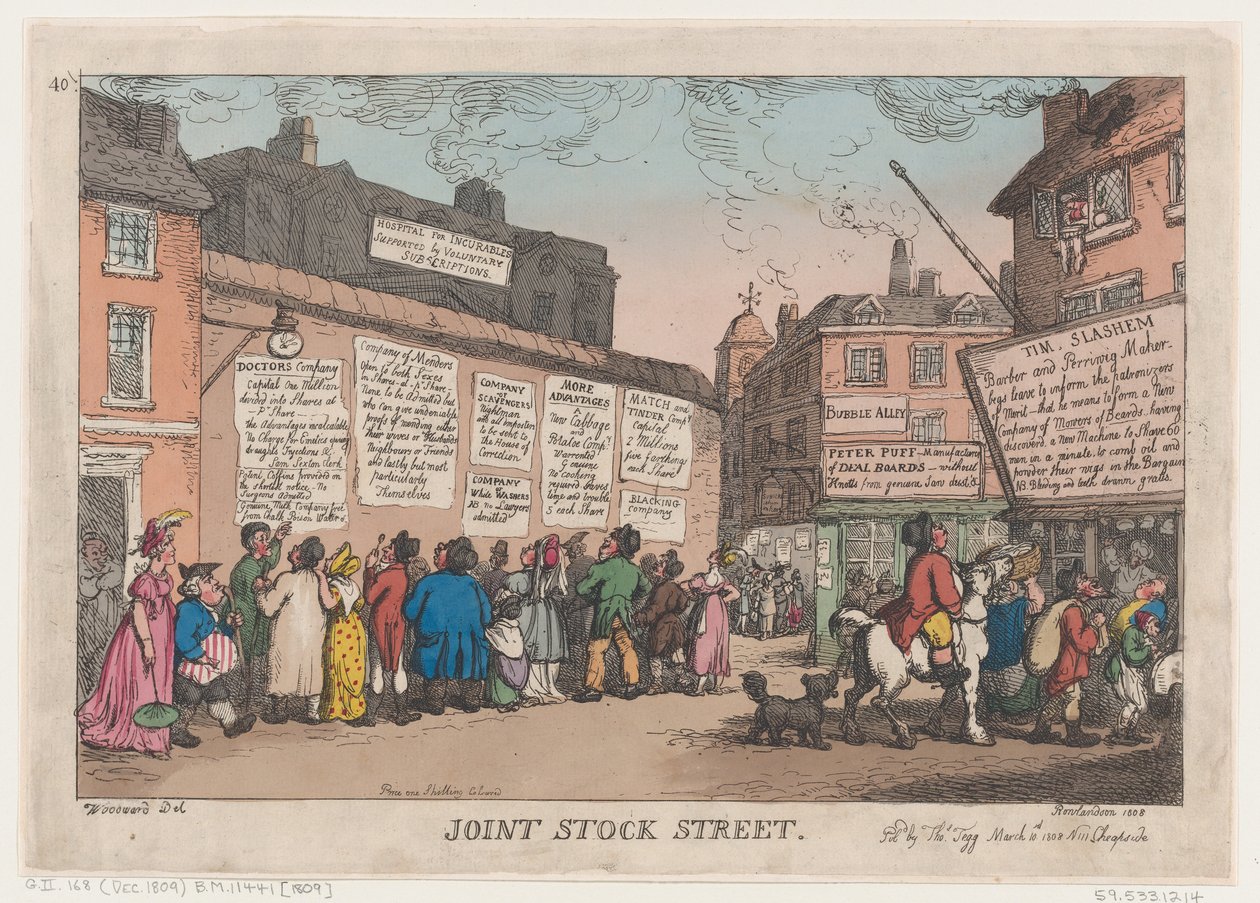 Joint Stock Street, 10 marzo 1808 da Thomas Rowlandson