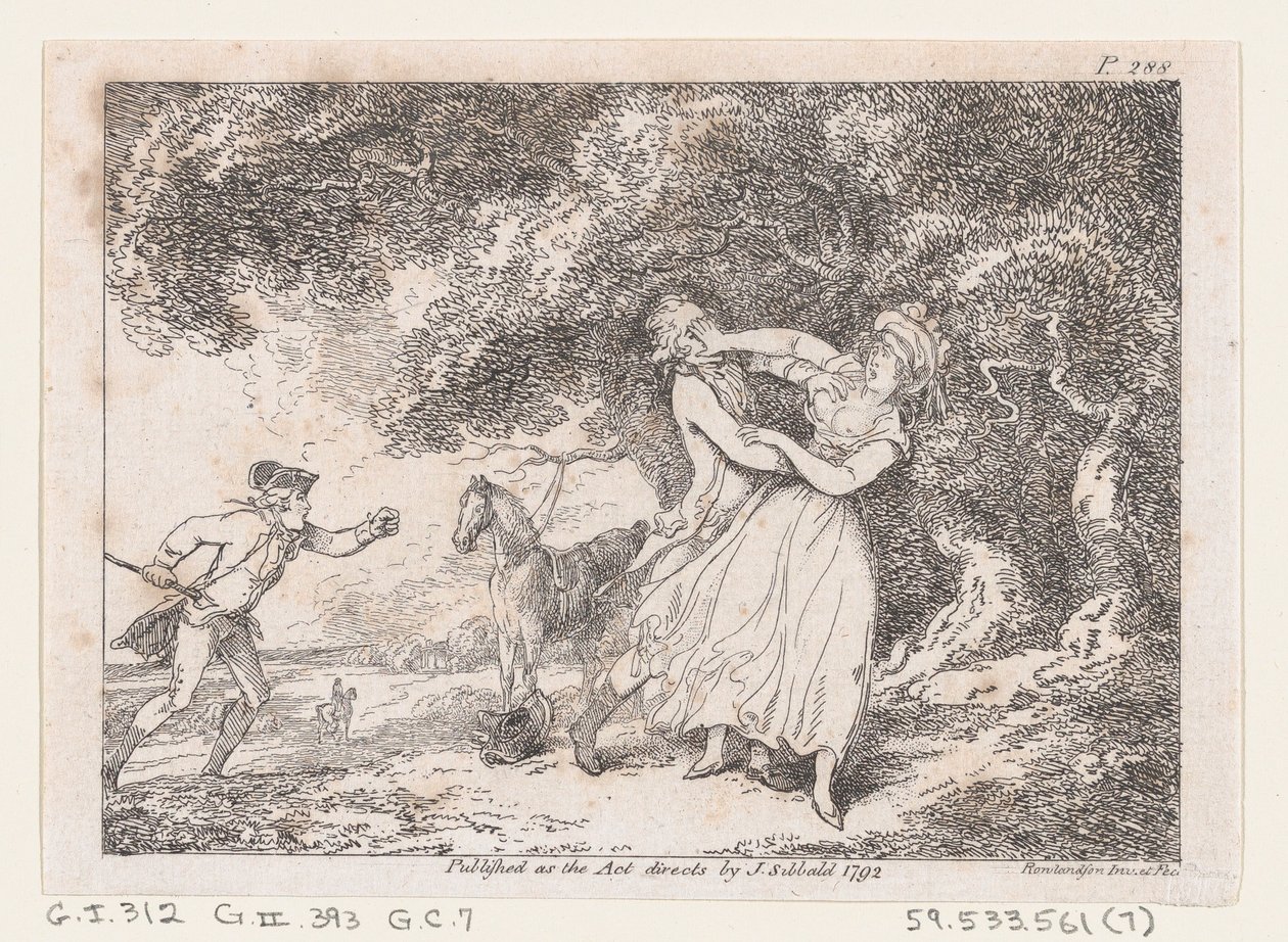 Giuseppe si Affretta a Salvare Fanny dal Pericolo Imminente, da Le Avventure di Joseph Andrew da Thomas Rowlandson