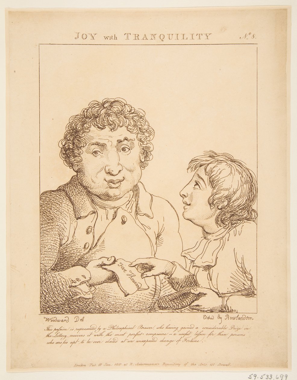 Gioia con tranquillità Le Brun Travestito, o Caricature delle Passioni, 21 gennaio 1800 da Thomas Rowlandson