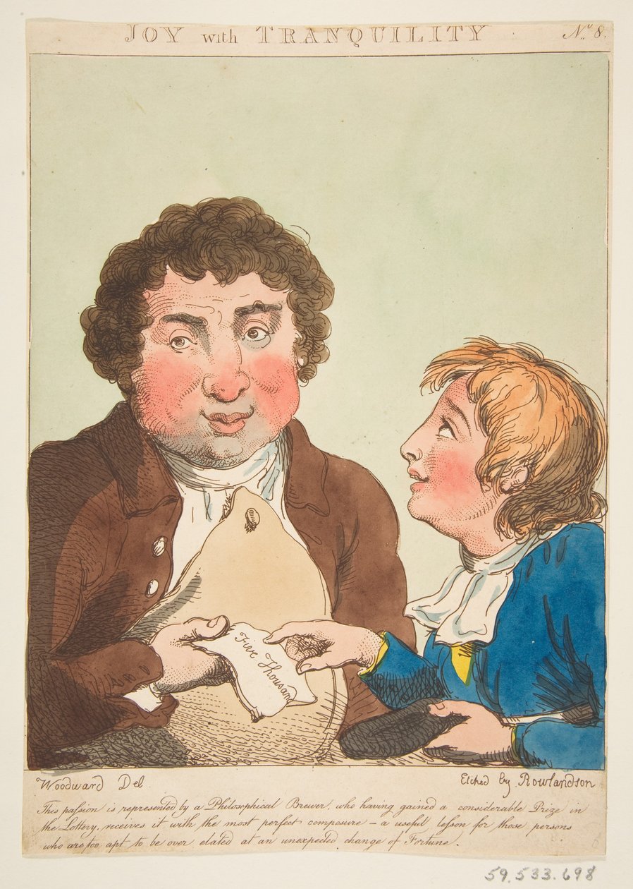 Gioia con tranquillità Le Brun travestito, o caricature delle passioni da Thomas Rowlandson