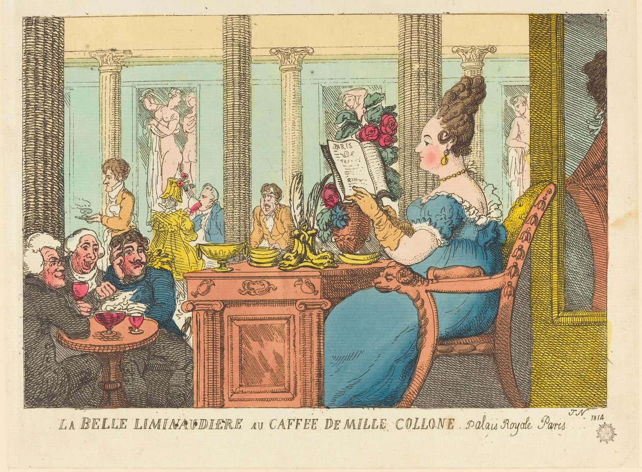 La Bella Limonaia al Café des Mille Colonnes, Palais Royal, Parigi da Thomas Rowlandson