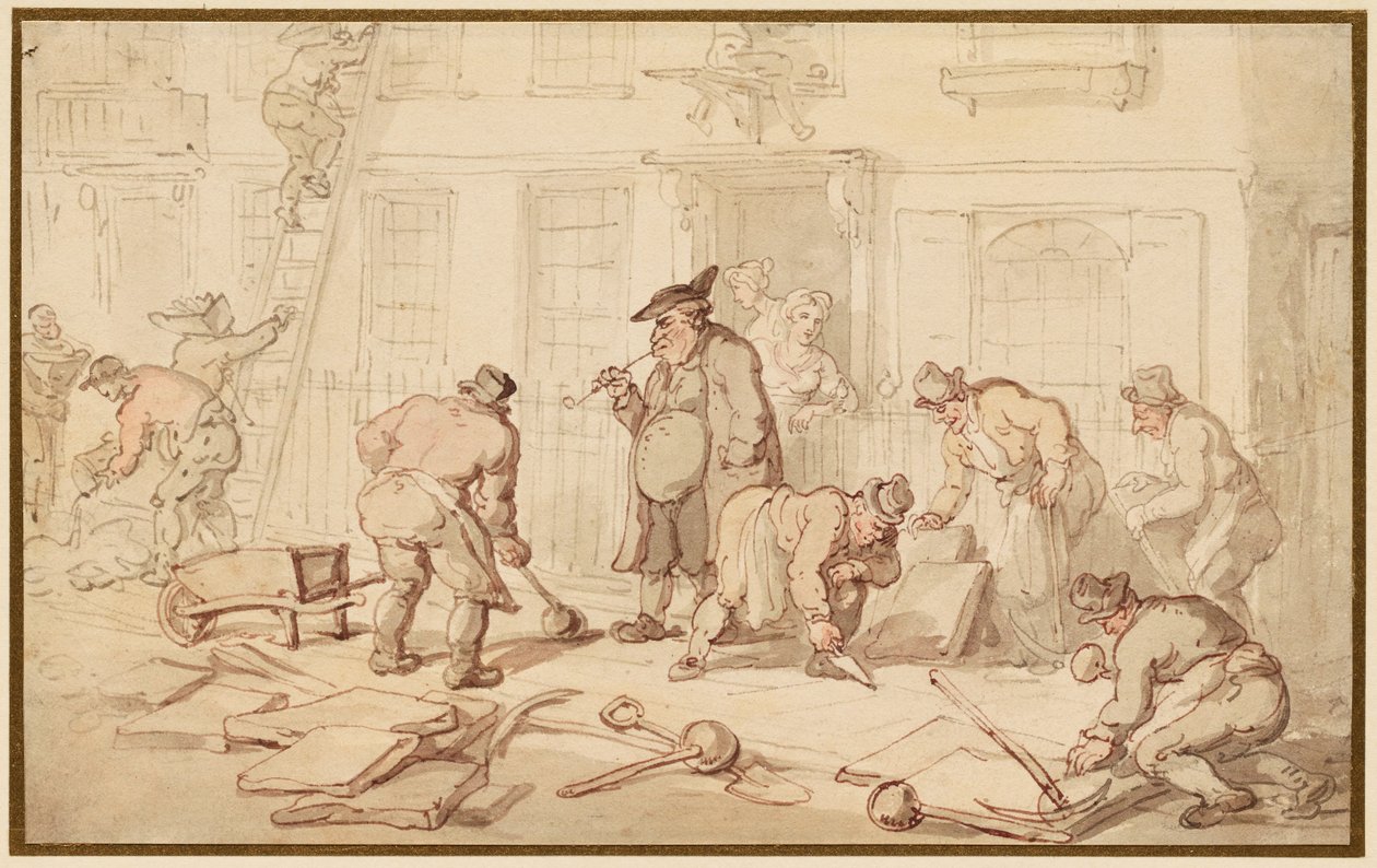 Operai che posano una pavimentazione da Thomas Rowlandson