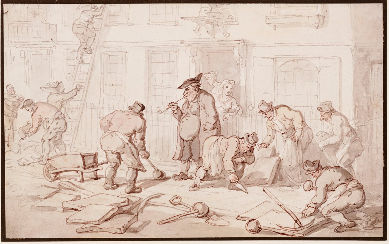 Operai che posano un marciapiede da Thomas Rowlandson