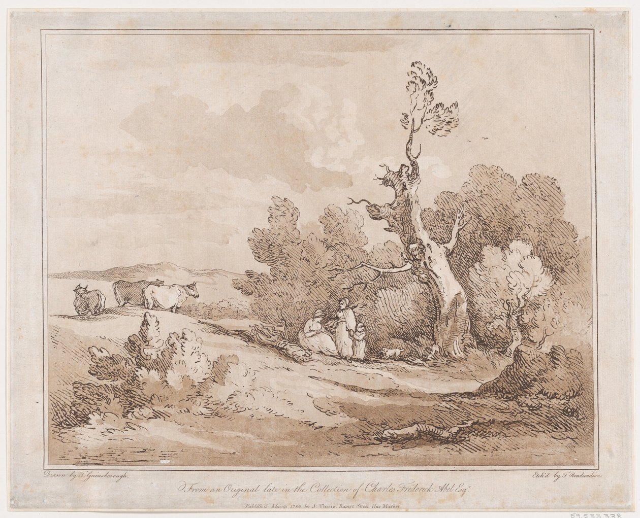Paesaggio con figure che raccolgono legna sotto alberi nodosi, 21 maggio 1789 da Thomas Rowlandson