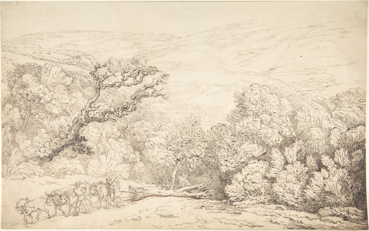 Paesaggio con buoi e albero abbattuto da Thomas Rowlandson
