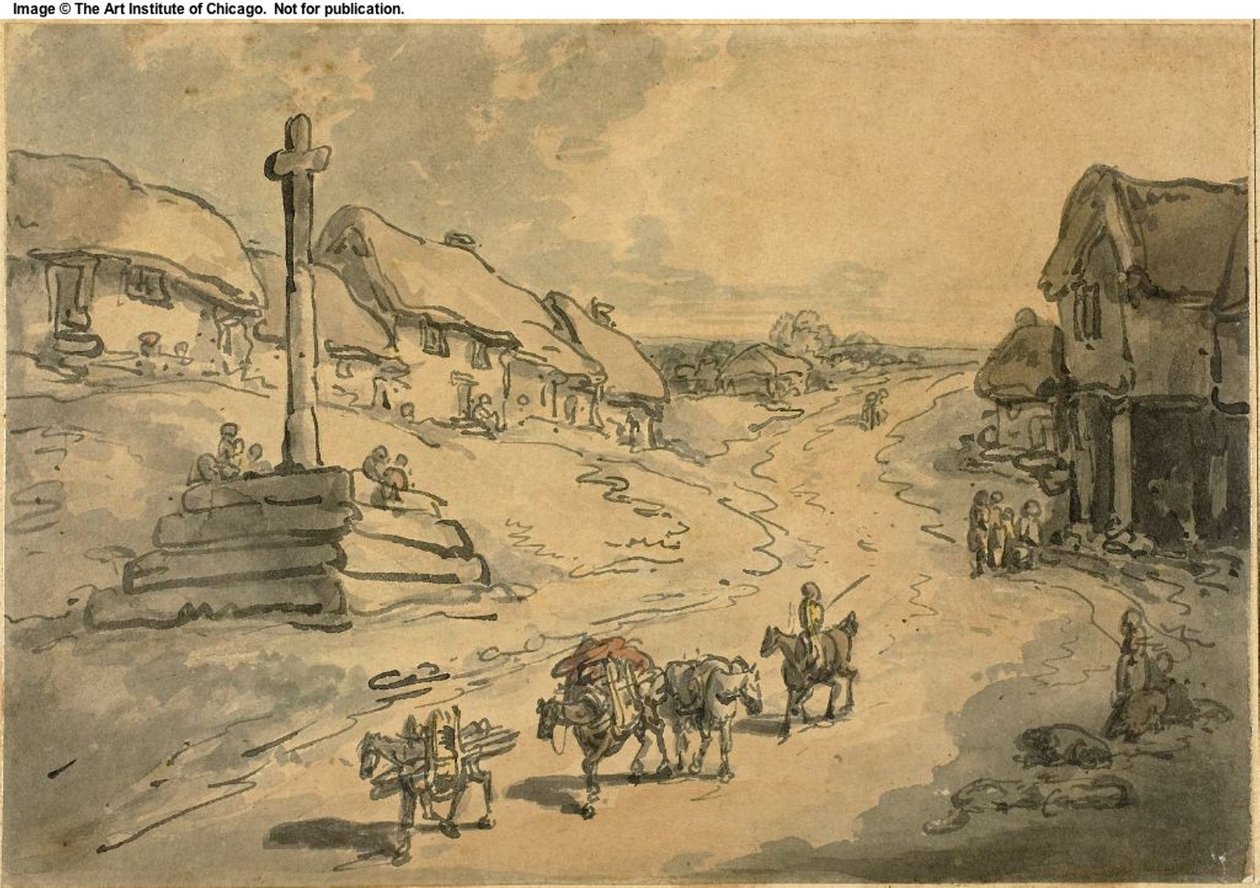 Paesaggio con Croce di Strada e Capanne da Thomas Rowlandson
