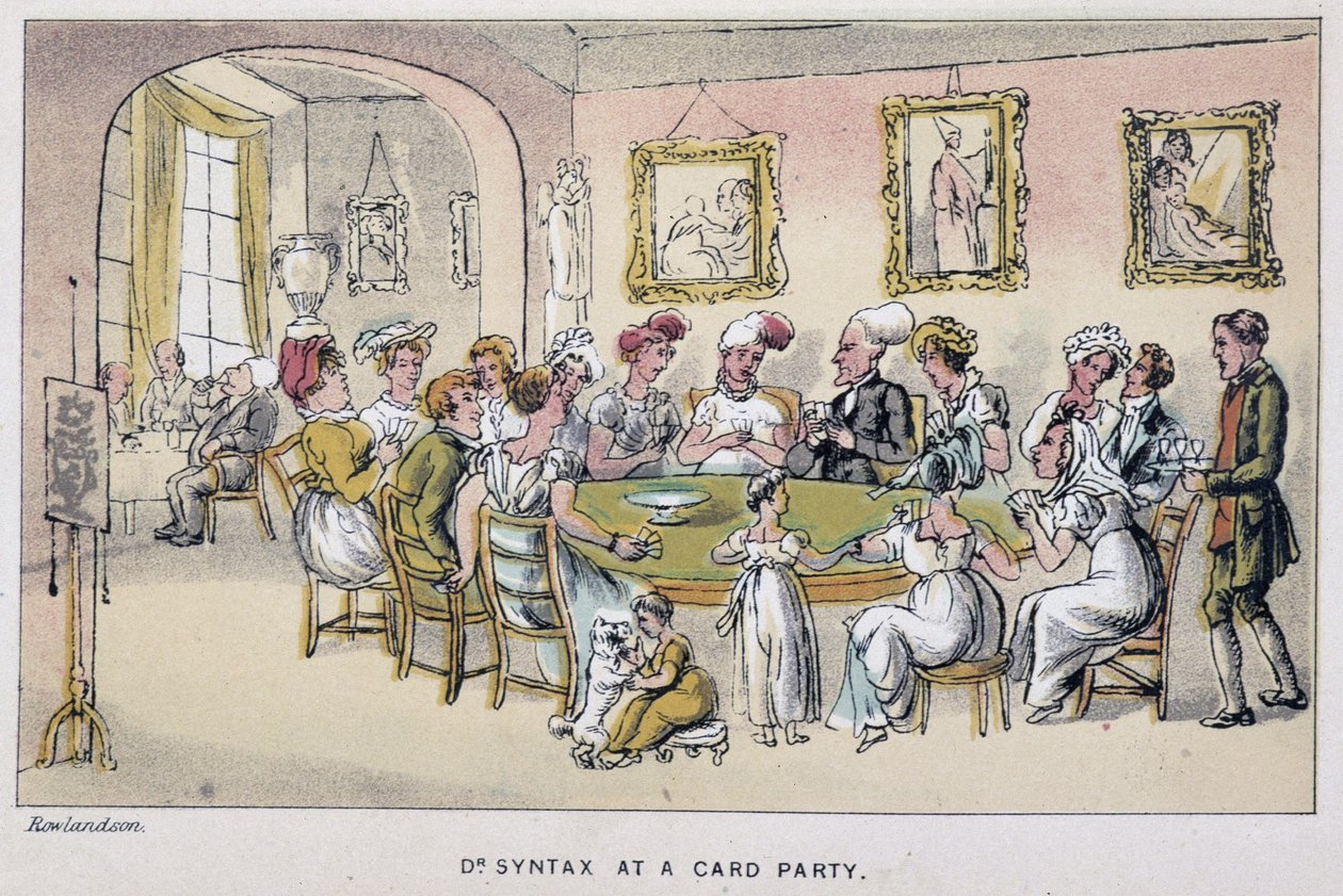 Il dottore a una partita di carte - in “I tre tour del Dottor Syntax: alla ricerca del pittoresco, della consolazione e di una moglie” di William Combe da Thomas Rowlandson