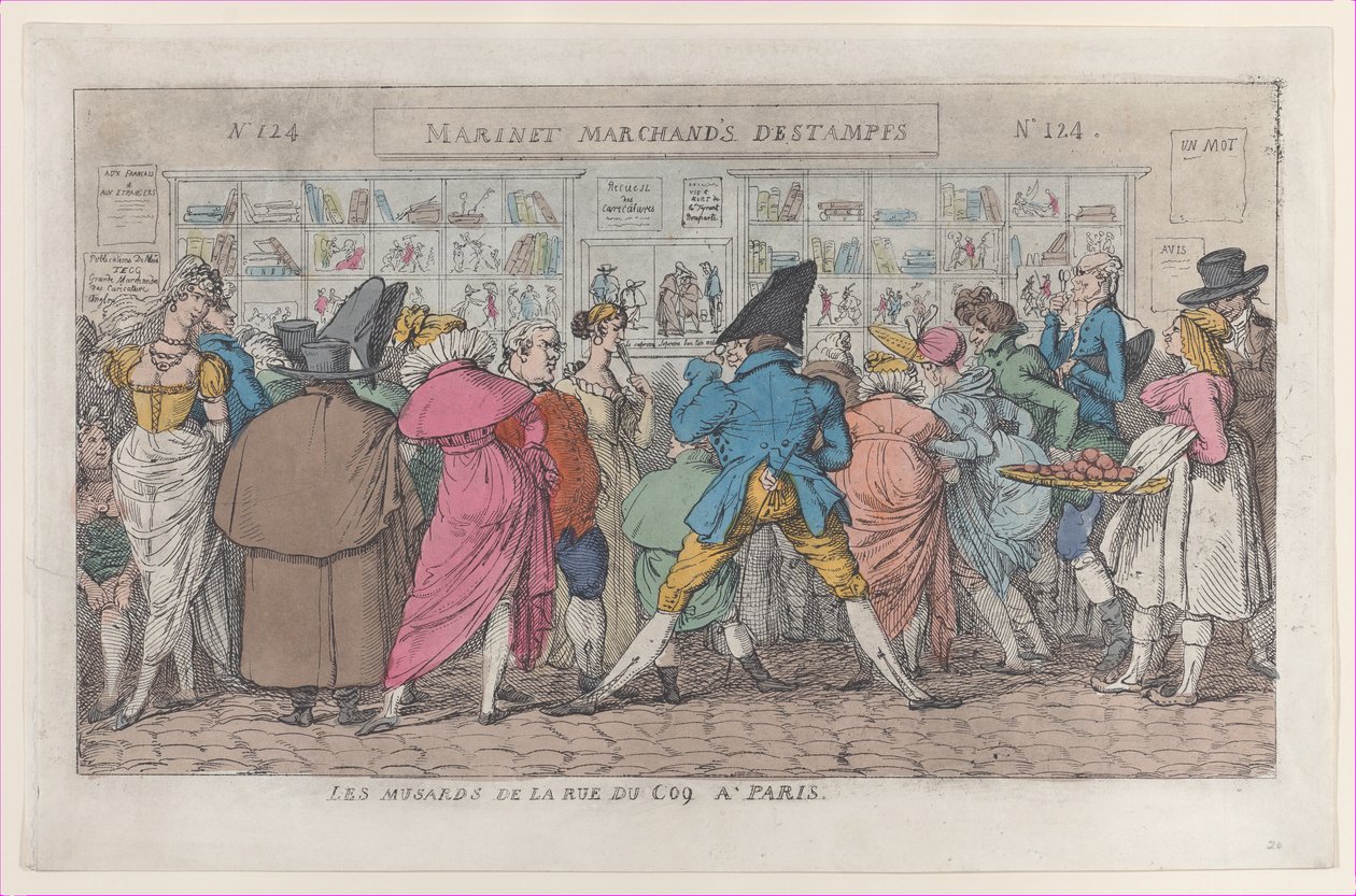 Les Musards de la Rue du Coq à Paris, ca. 1810 da Thomas Rowlandson