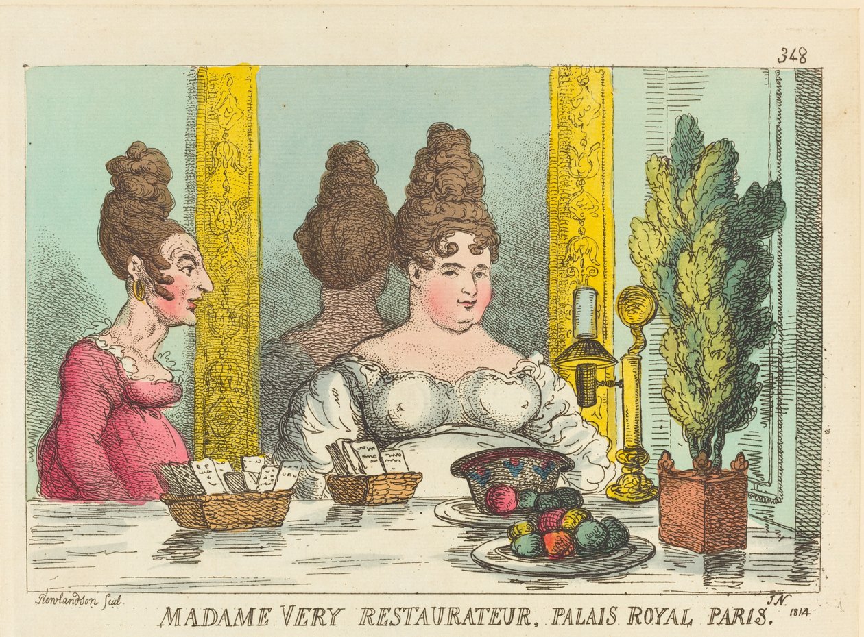 Madame Very Restaurateur, Palais Royal Paris da Thomas Rowlandson