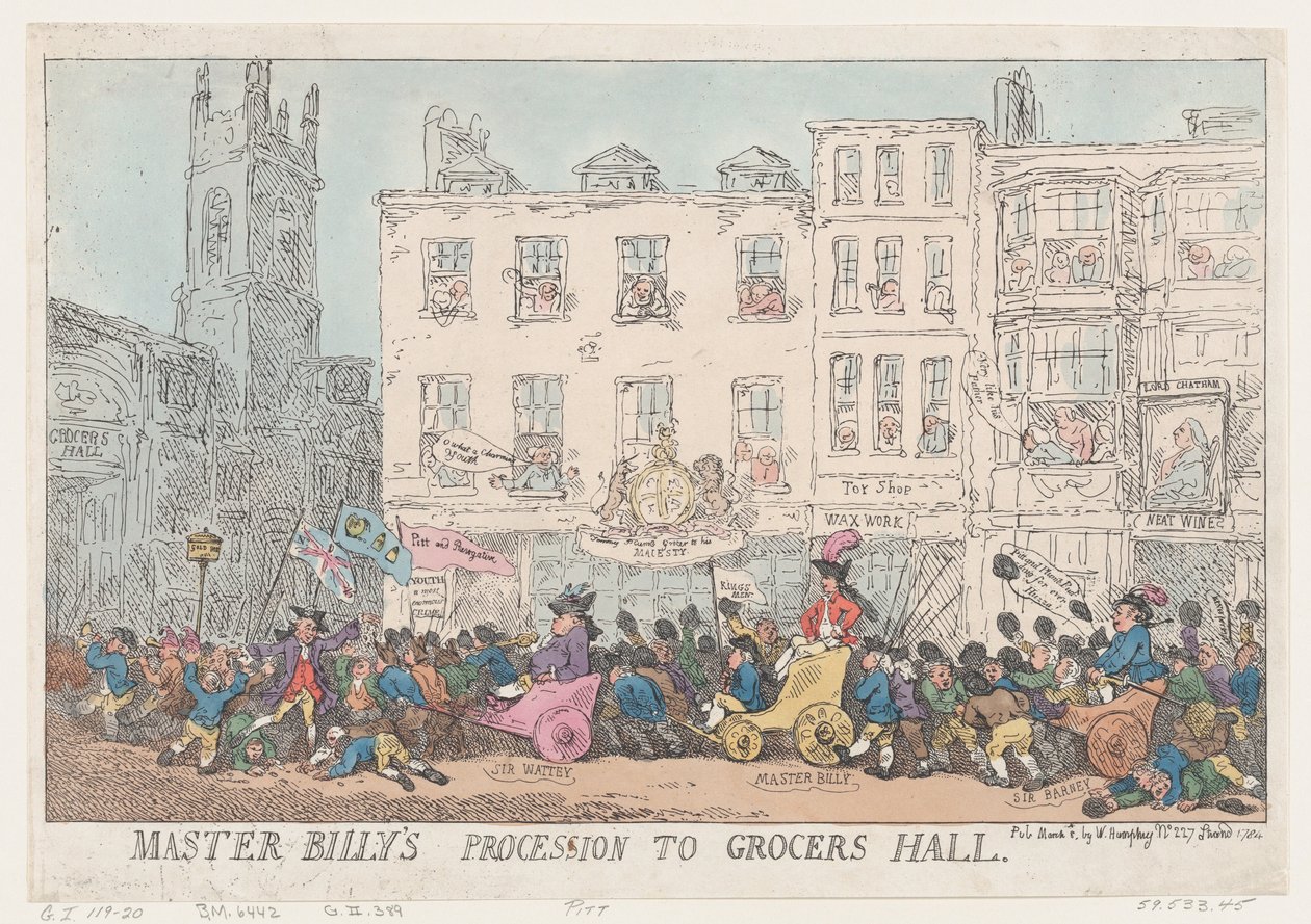 La processione di Master Billy alla Grocers Hall da Thomas Rowlandson