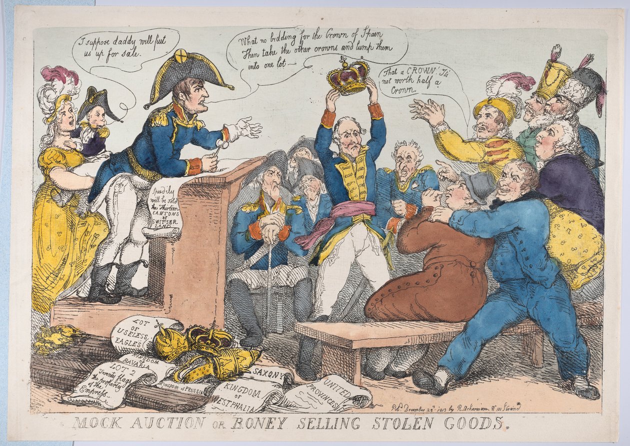 Asta finta o Boney che vende merce rubata da Thomas Rowlandson