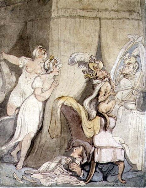 Trucchi delle scimmie, c.1800 (penna e inchiostro con acquerello su carta) da Thomas Rowlandson