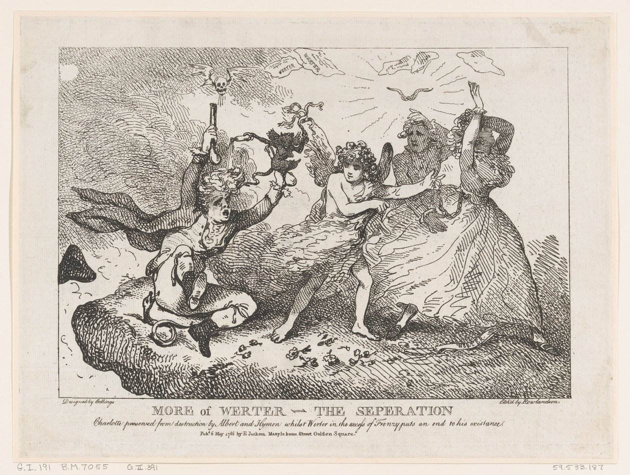 Più di Werther-La separazione: Charlotte salvata dalla distruzione da Albert e ..., 6 maggio 1786 da Thomas Rowlandson