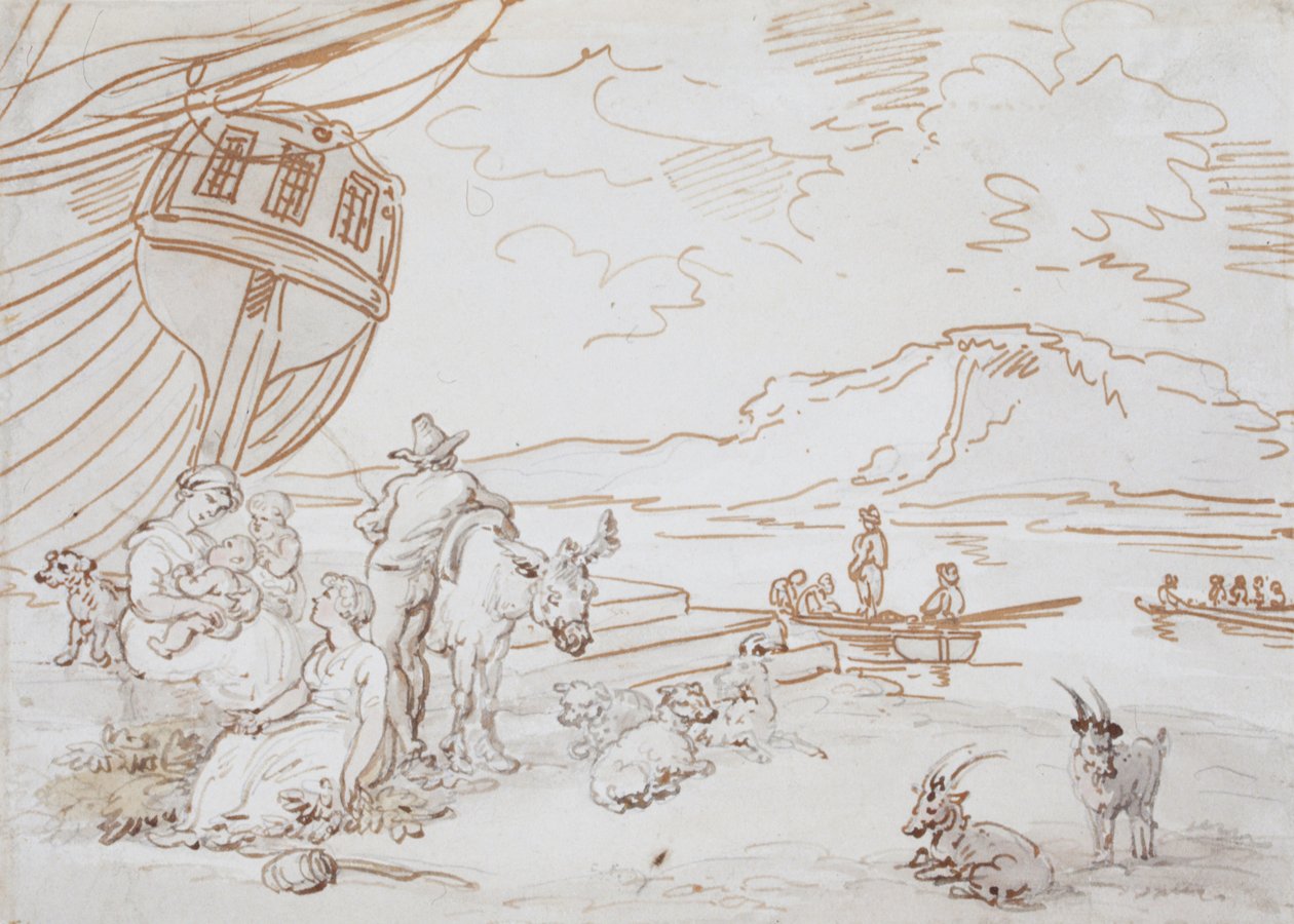 Una madre e i suoi figli in riva al mare da Thomas Rowlandson