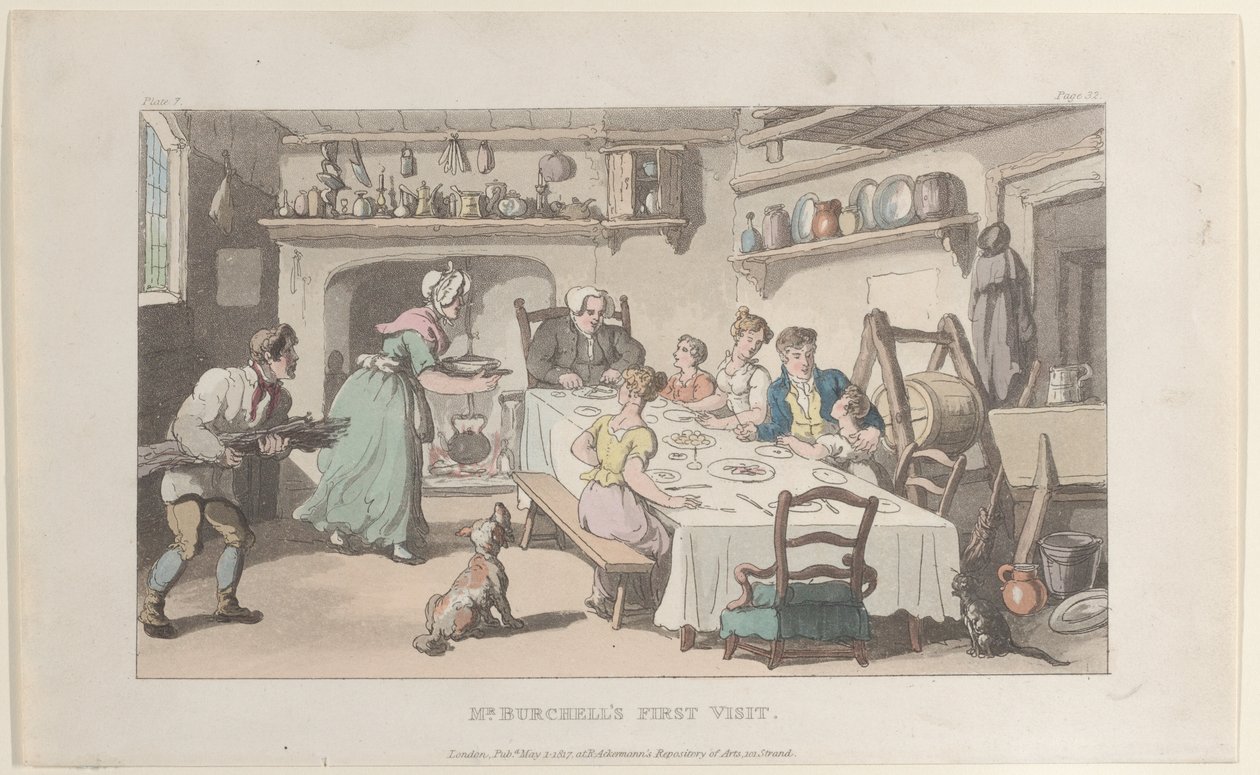 La prima visita di Mr. Burchell, da Il vicario di Wakefield da Thomas Rowlandson
