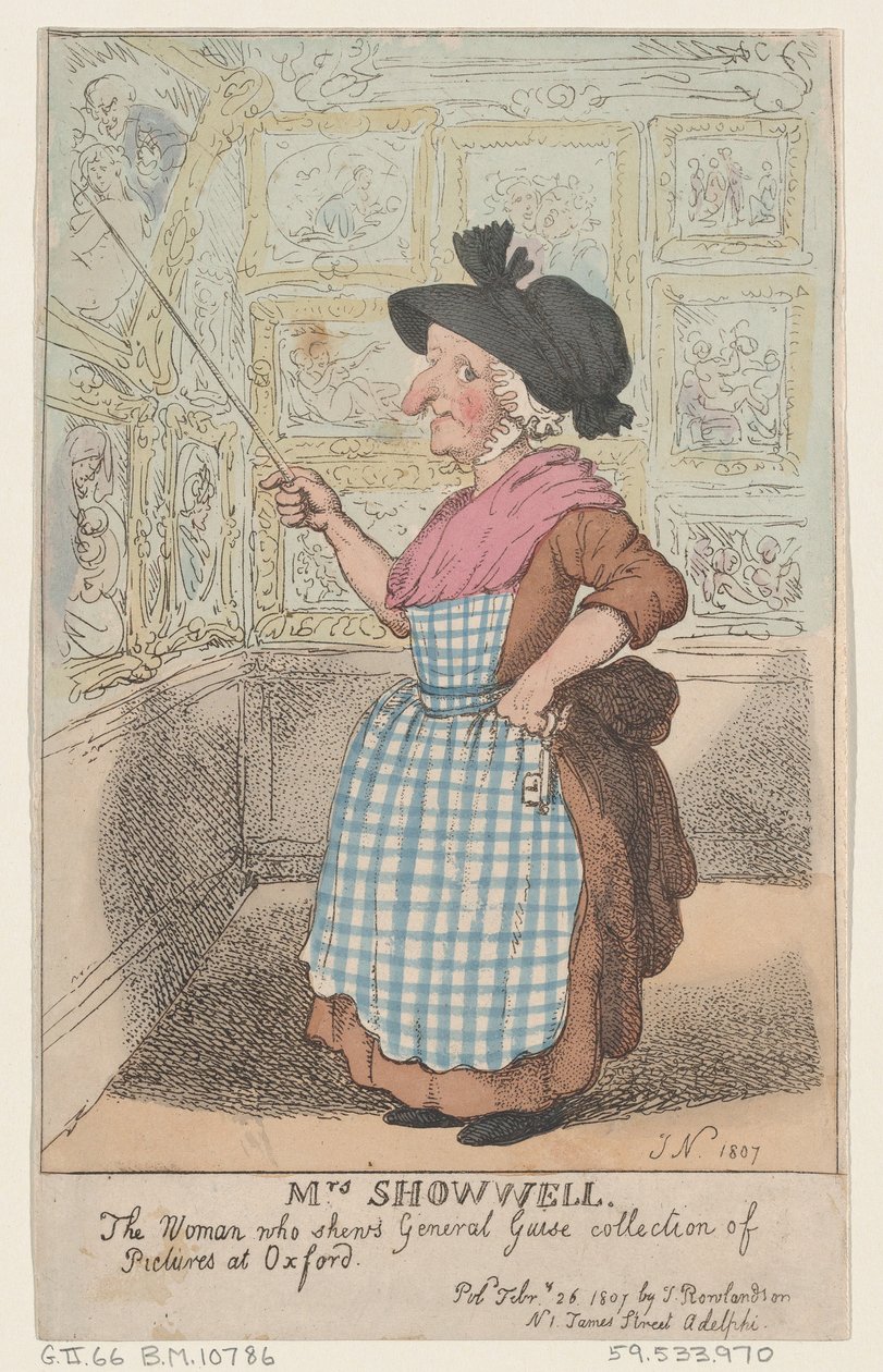 Mrs. Showell, la donna che mostra la collezione di quadri del Generale Guise da Thomas Rowlandson