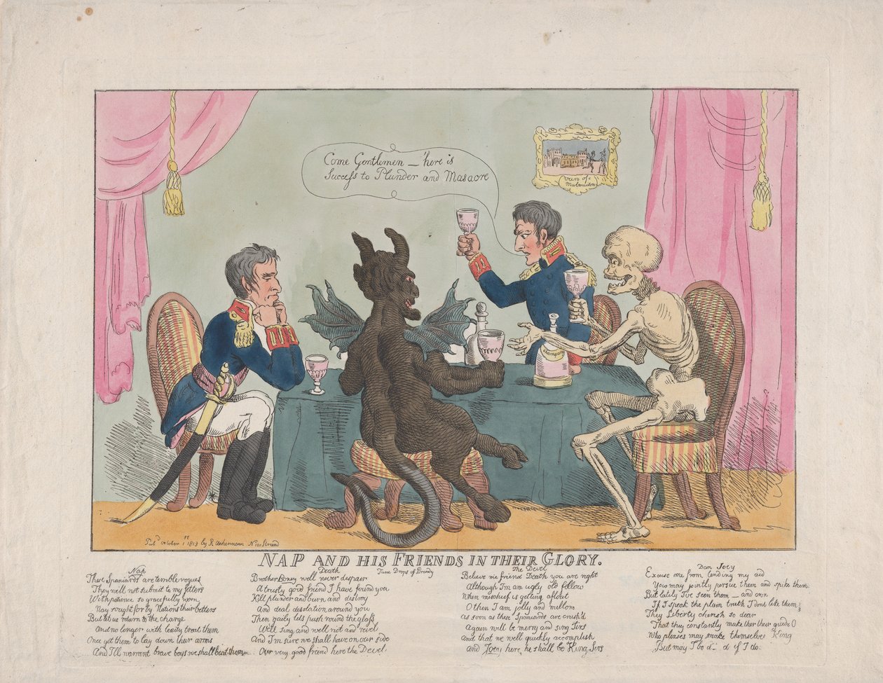 Nap e i suoi amici nella loro gloria, 1 ottobre 1813 da Thomas Rowlandson