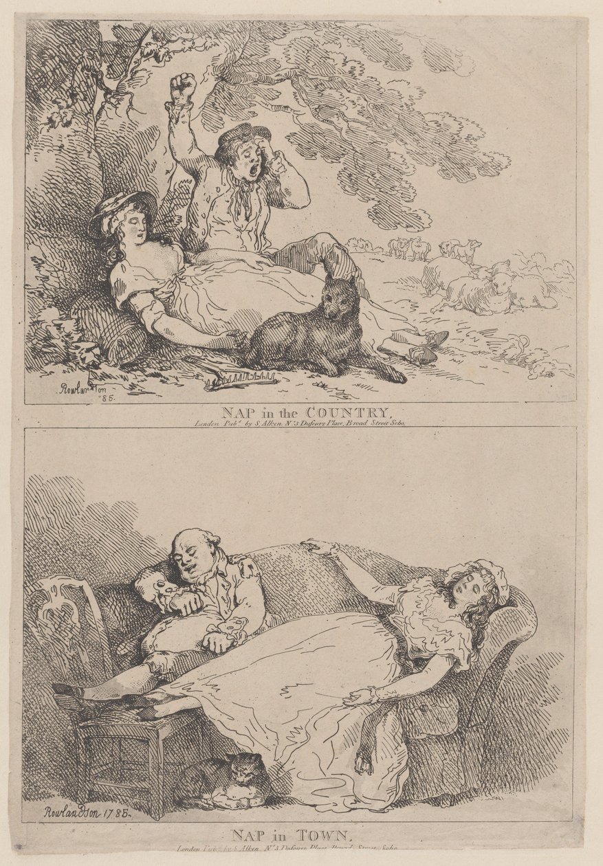 Pisolino in campagna, pisolino in città, 1785 da Thomas Rowlandson