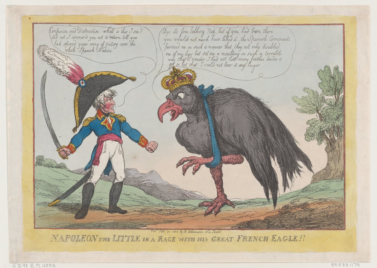 Napoleone il Piccolo in Collera con la Sua Grande Aquila Francese!! da Thomas Rowlandson