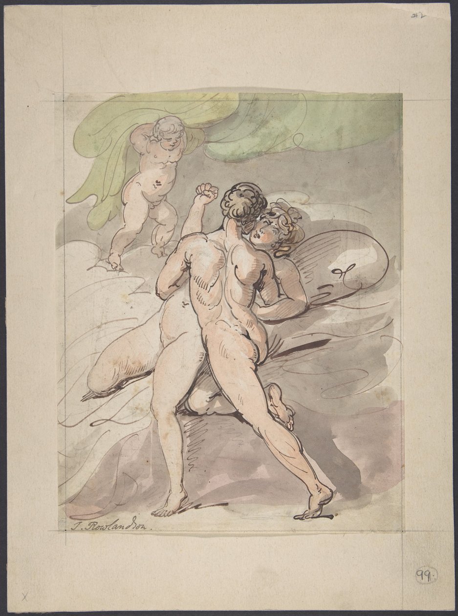 Coppia nuda che si abbraccia da Thomas Rowlandson