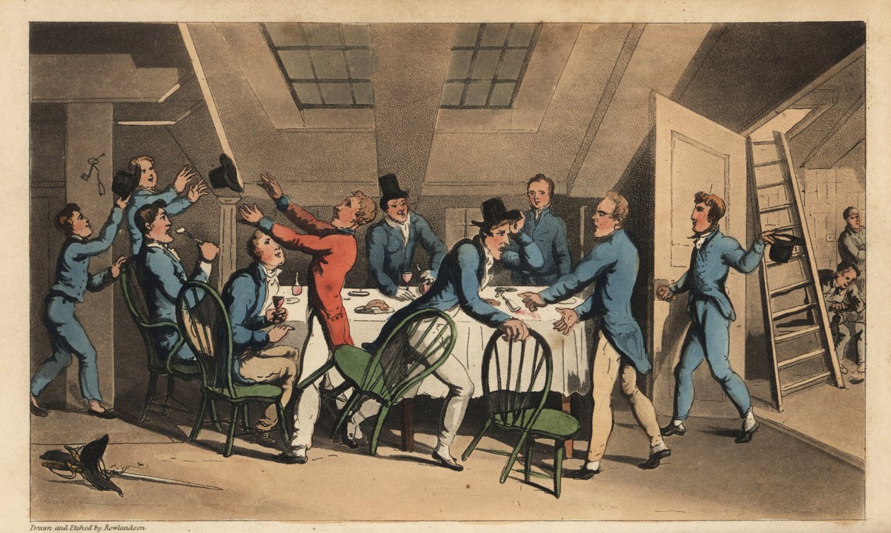 Ufficiali e guardiamarina che festeggiano la notizia che il capitano ha lasciato la nave da Thomas Rowlandson
