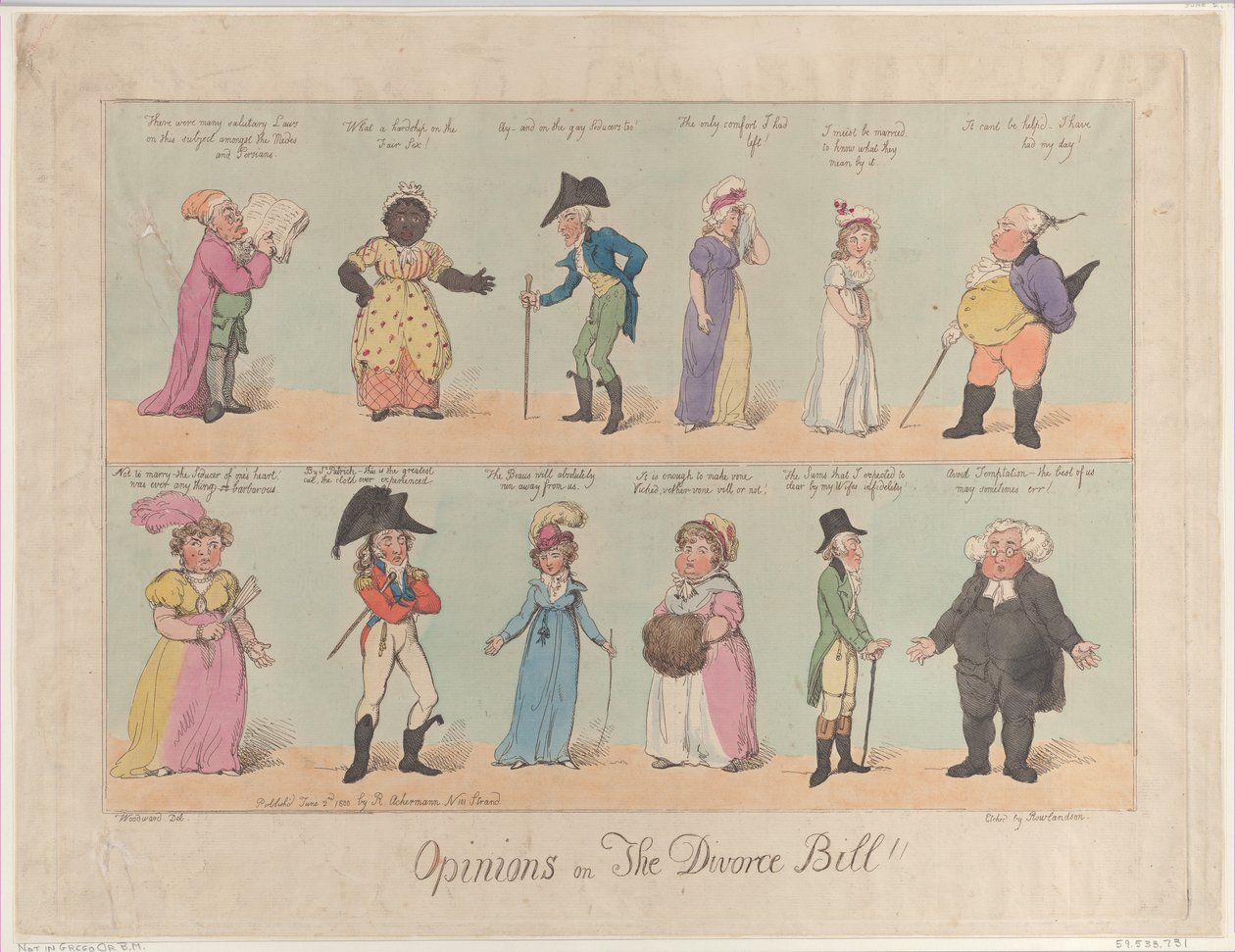 Opinioni sul disegno di legge sul divorzio!!, 2 giugno 1800 da Thomas Rowlandson