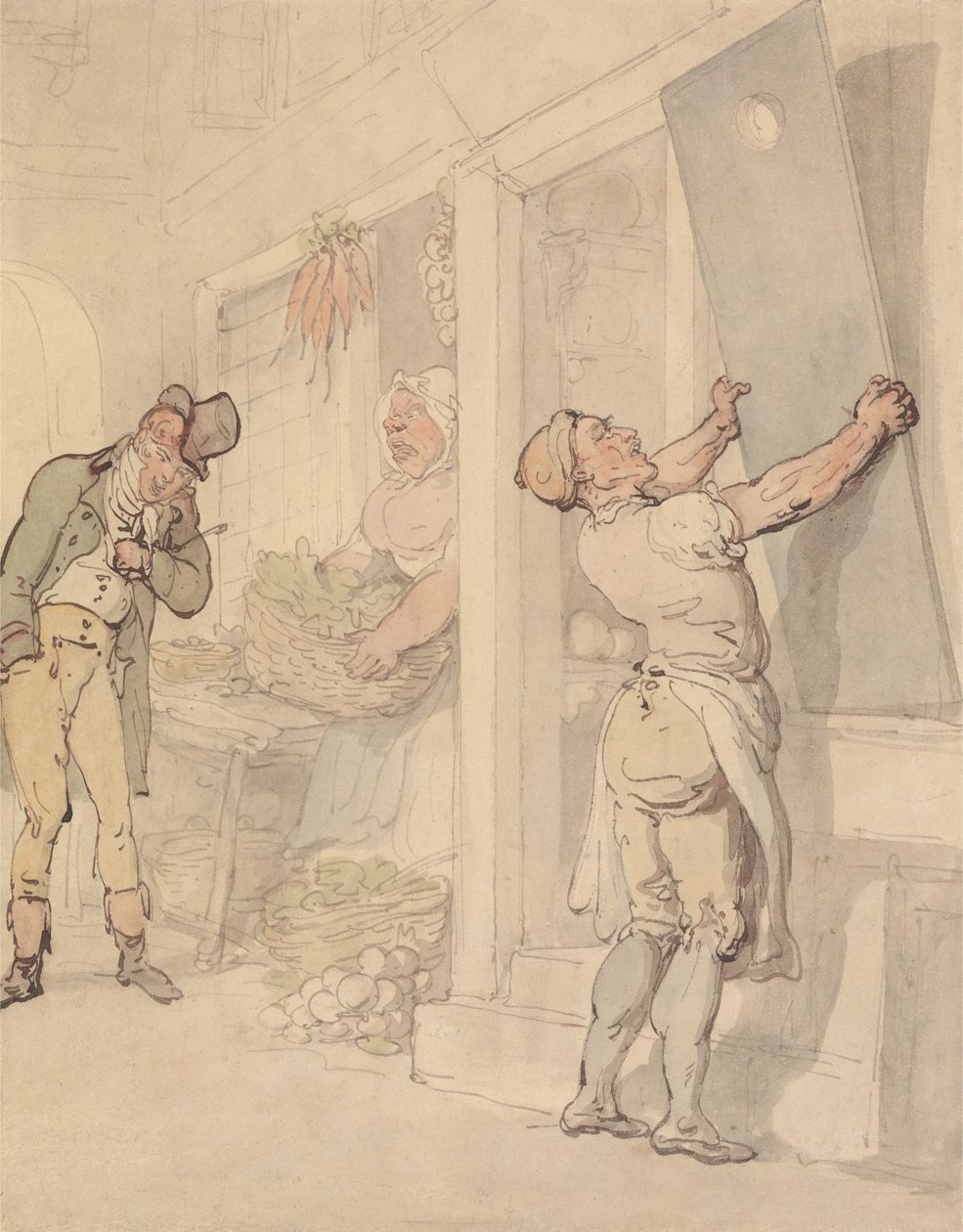 Fuori dal negozio di frutta e verdura da Thomas Rowlandson