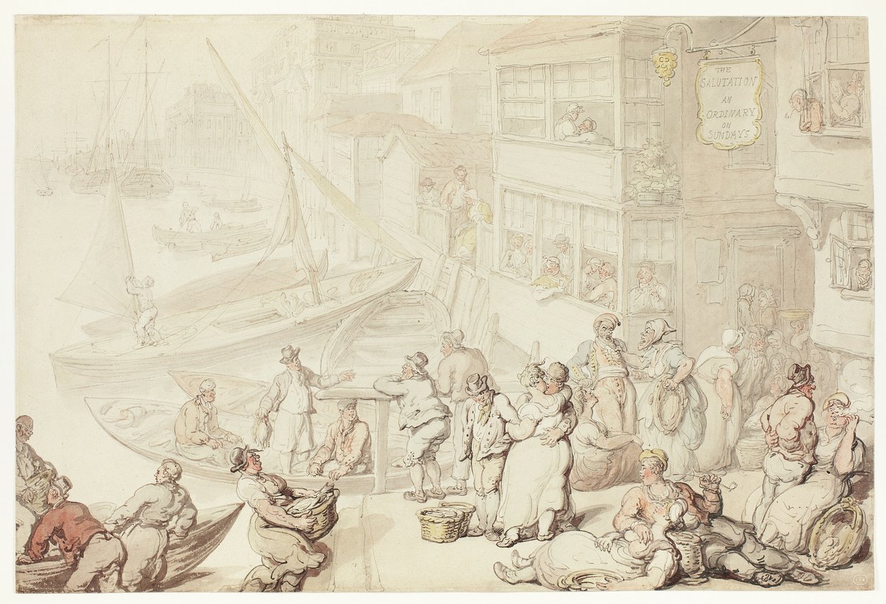 Fuori dal Salutation Inn, Greenwich da Thomas Rowlandson