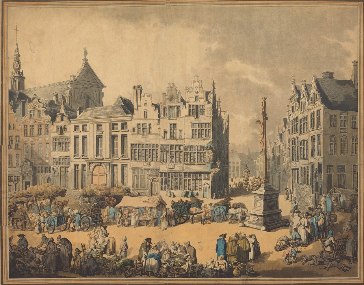 Place de Meir ad Anversa da Thomas Rowlandson