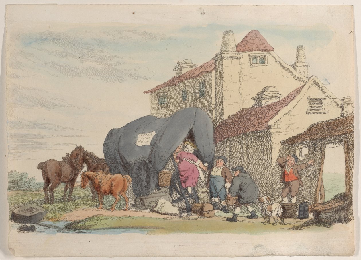 Tavola 26: Un carro volante, da World in Miniature da Thomas Rowlandson