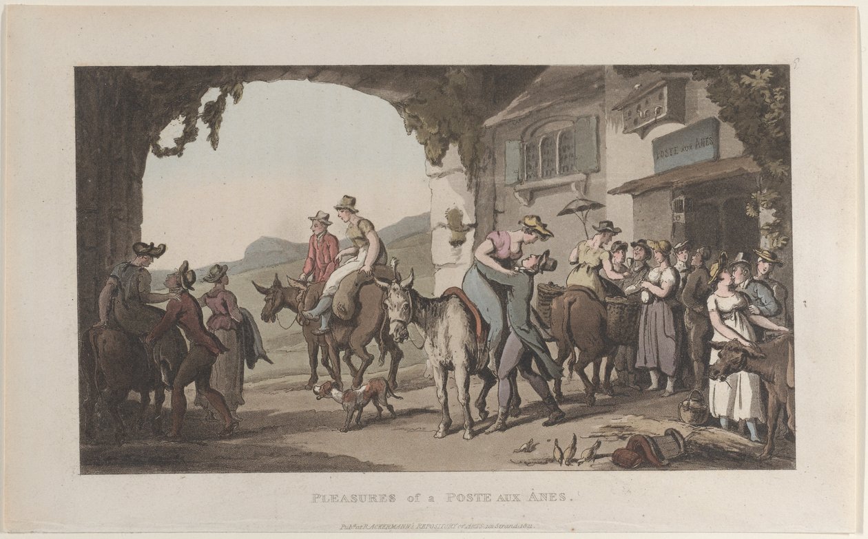 Piaceri di una Poste Aux Ânes, dal Journal of Sentimental Travels in the Southern Provin da Thomas Rowlandson