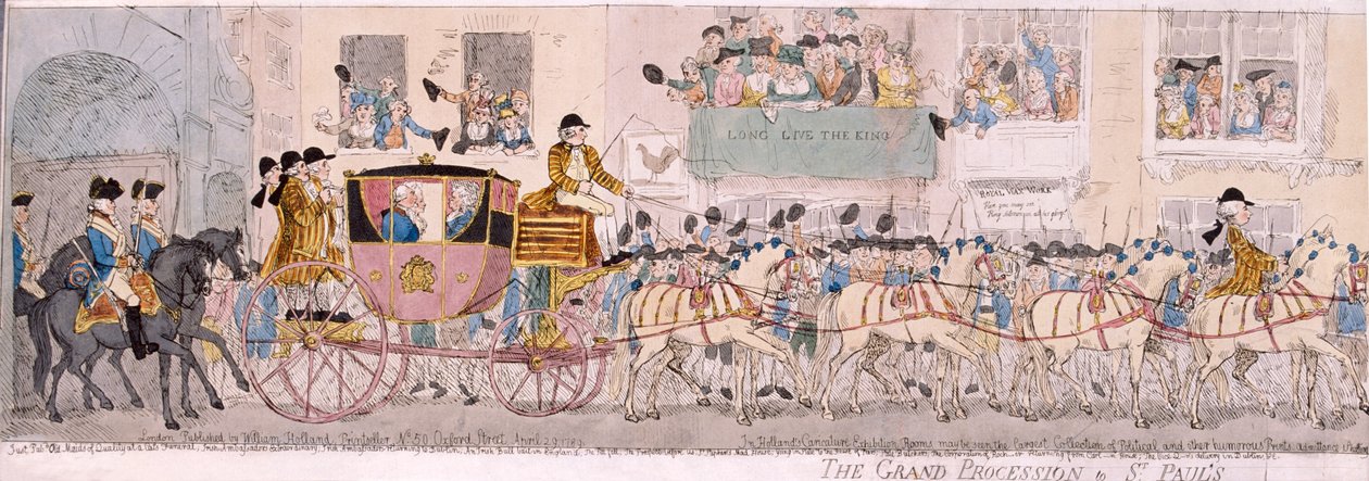 Processione di Re Giorgio III e Regina Carlotta alla Cattedrale di San Paolo, Londra, 1789 da Thomas Rowlandson