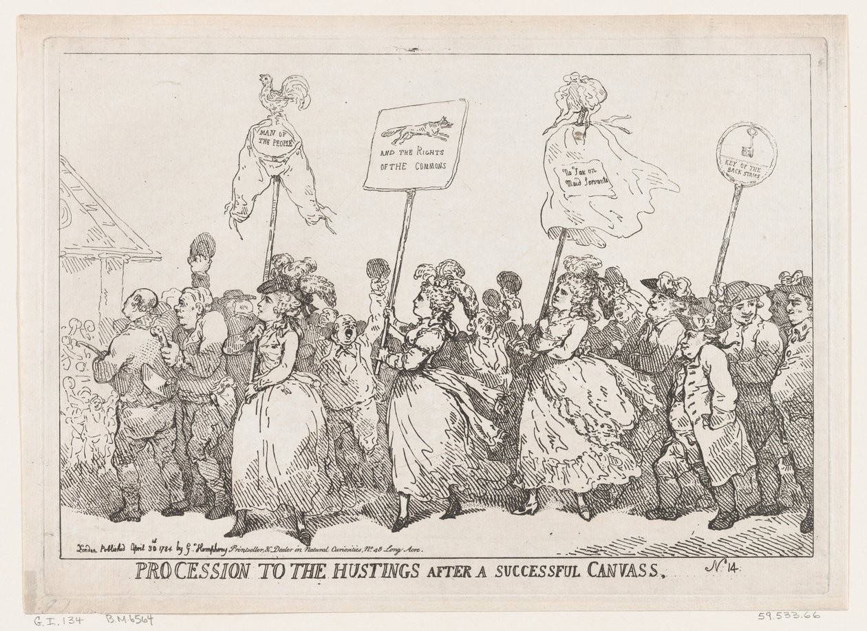 Processione agli Hustings dopo una campagna elettorale di successo, 30 aprile 1784 da Thomas Rowlandson