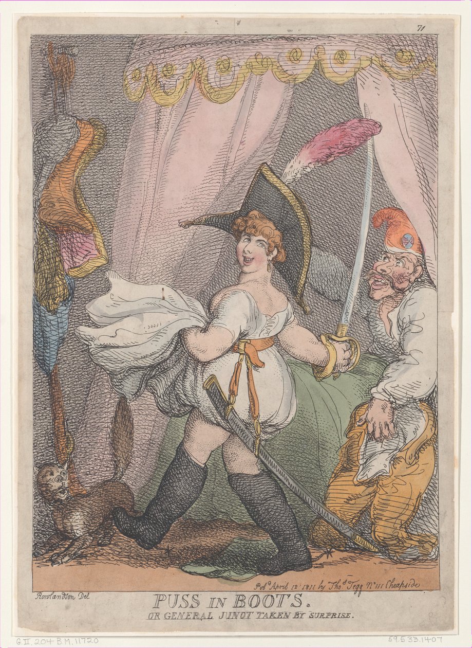 Il gatto con gli stivali o il generale Junot colto di sorpresa, 12 aprile 1811 da Thomas Rowlandson