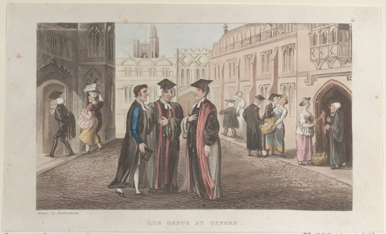 Quae Genus a Oxford, dalla Storia di Johnny Quae Genus, Il Piccolo Trovatello da Thomas Rowlandson