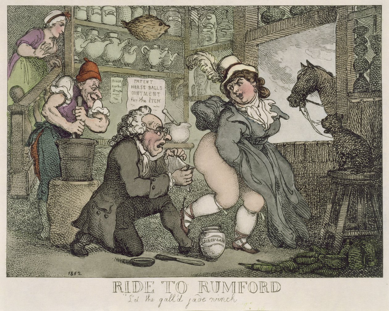 Cavalcare fino a Rumford, lasciare che la giada gallonata si metta in marcia". da Thomas Rowlandson