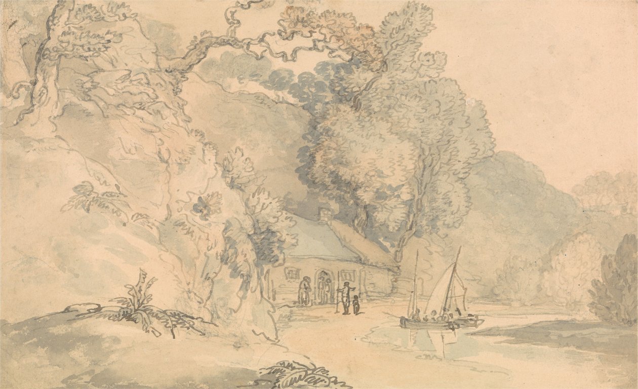 Scena fluviale con piccole imbarcazioni da Thomas Rowlandson