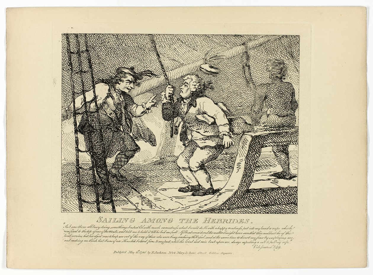 Navigare tra le Ebridi, da Il giro delle Ebridi di Boswell da Thomas Rowlandson