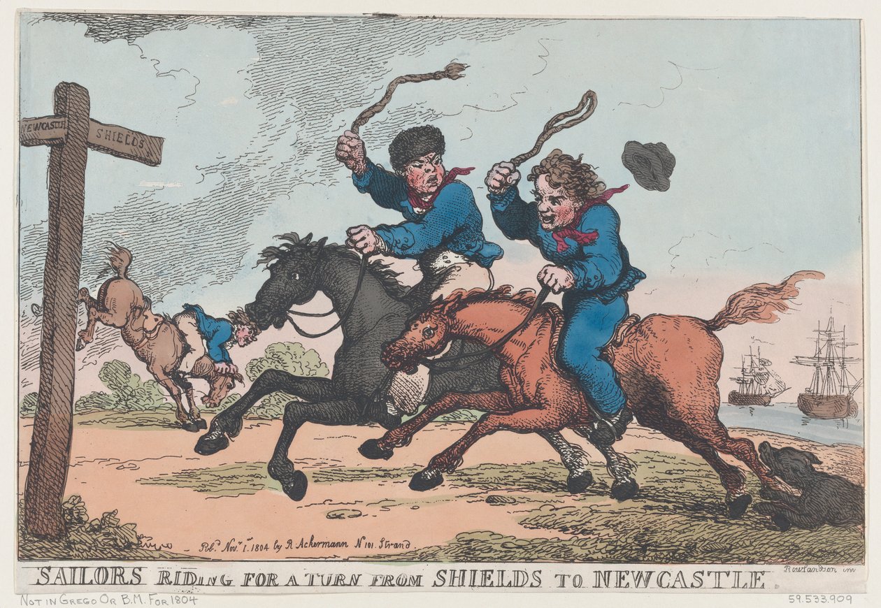 Marinai che cavalcano per un giro da Shields a Newcastle, 1 novembre 1804 da Thomas Rowlandson