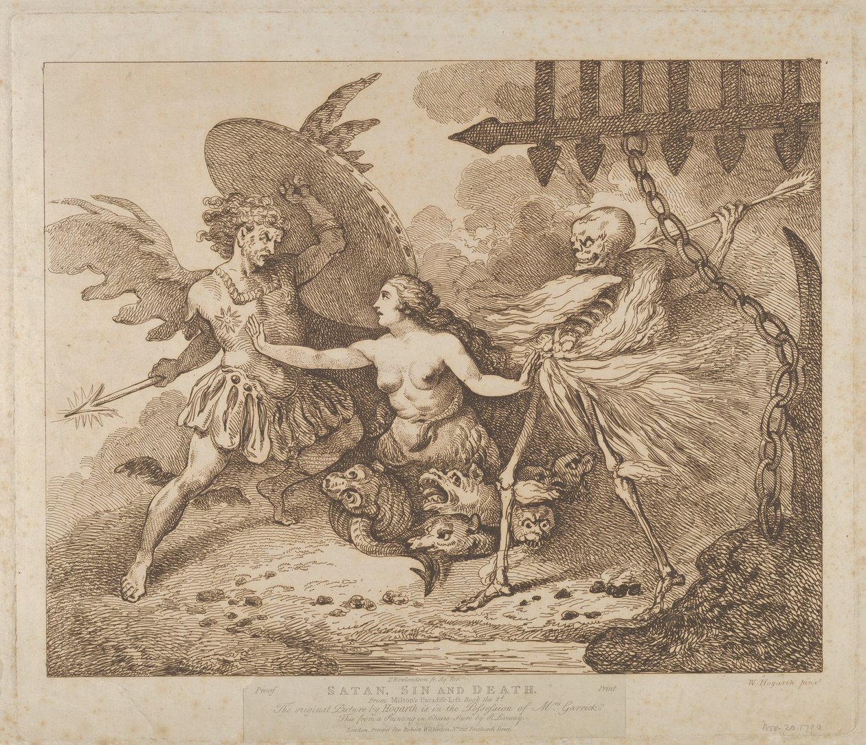 Satana, Peccato e Morte Paradise Lost, Libro il 2°, dopo il 1790 da Thomas Rowlandson