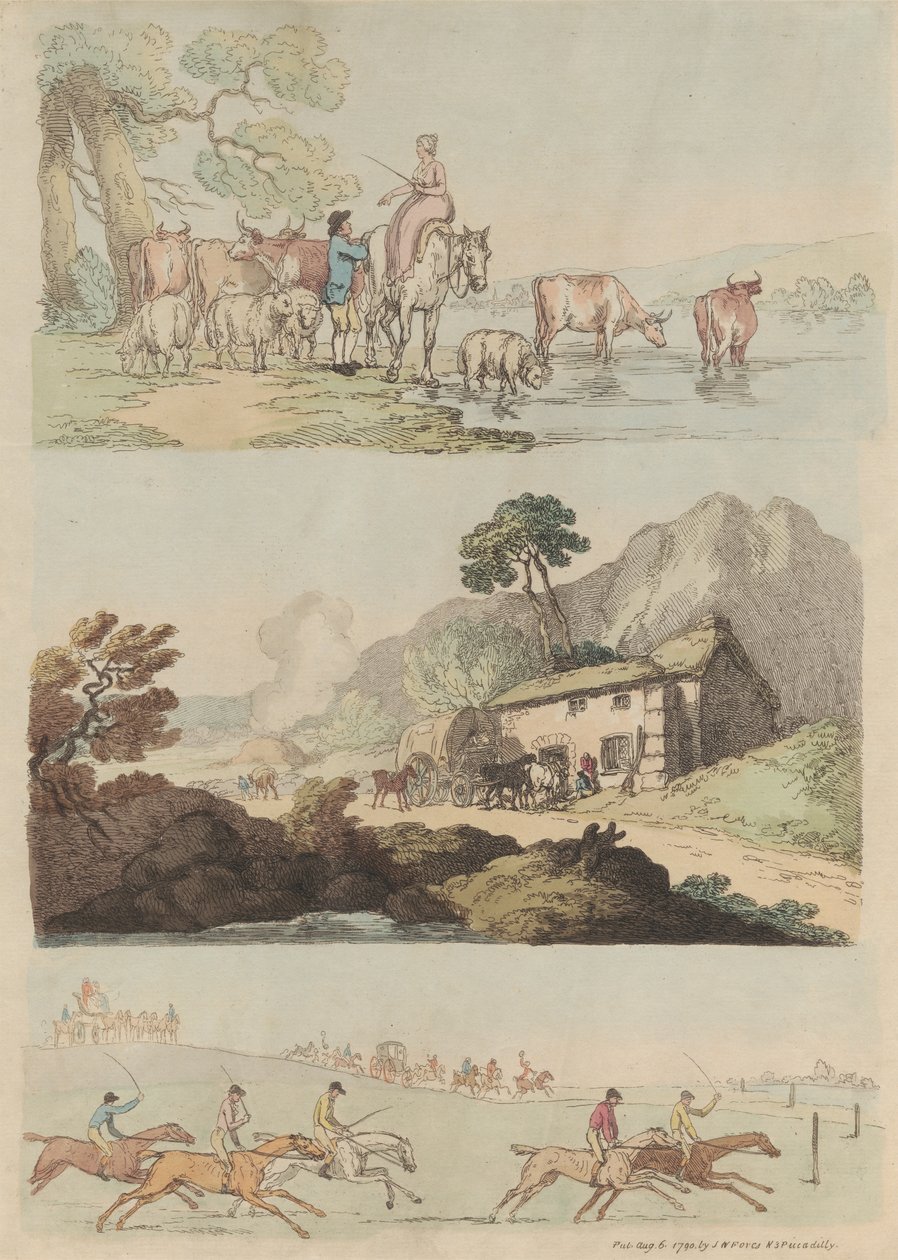 Set di sedici: Contorni di figure e paesaggi da Thomas Rowlandson