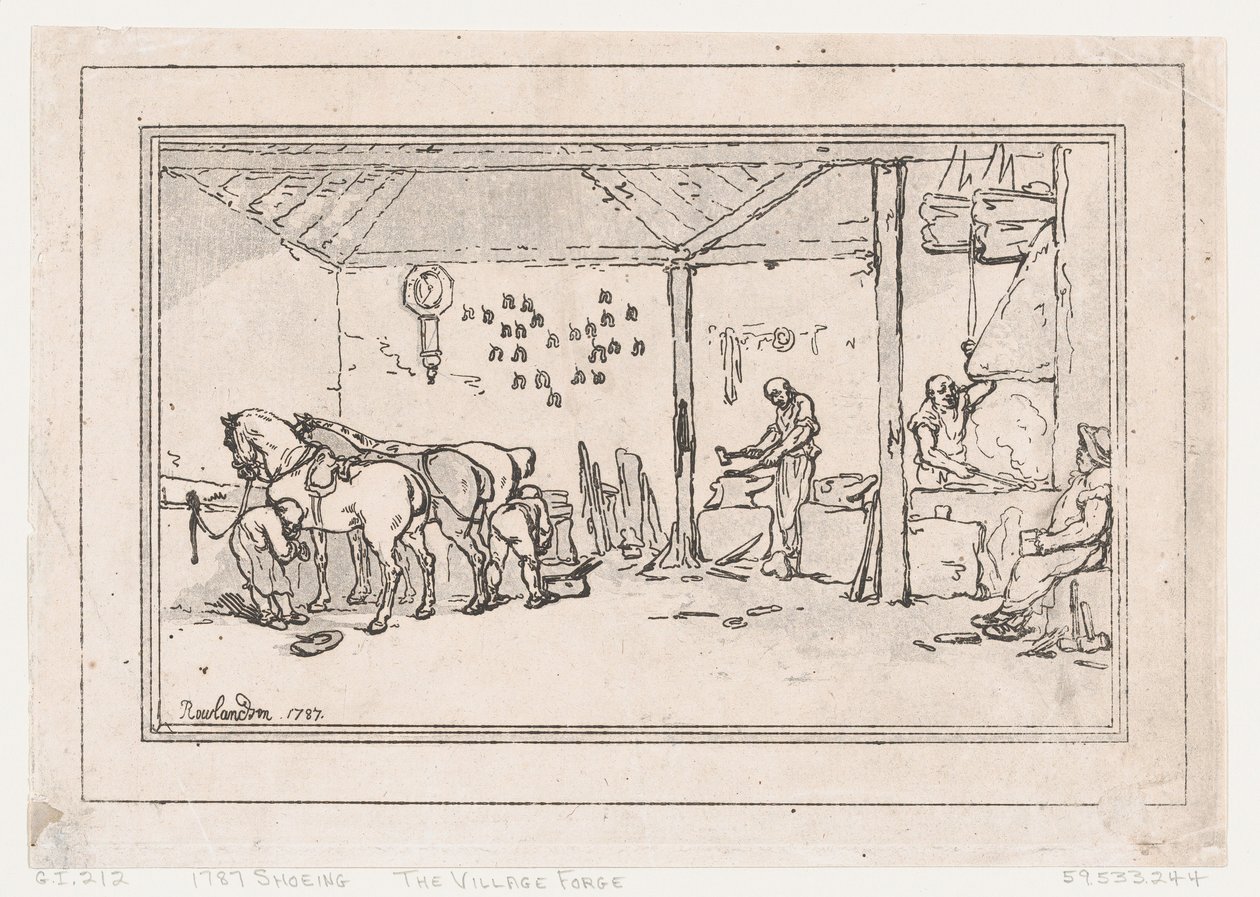 Ferratura: la fucina del villaggio, negozio di un maniscalco da Thomas Rowlandson