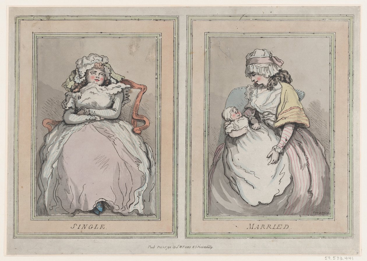 Single and Married, 1 dicembre 1791 da Thomas Rowlandson