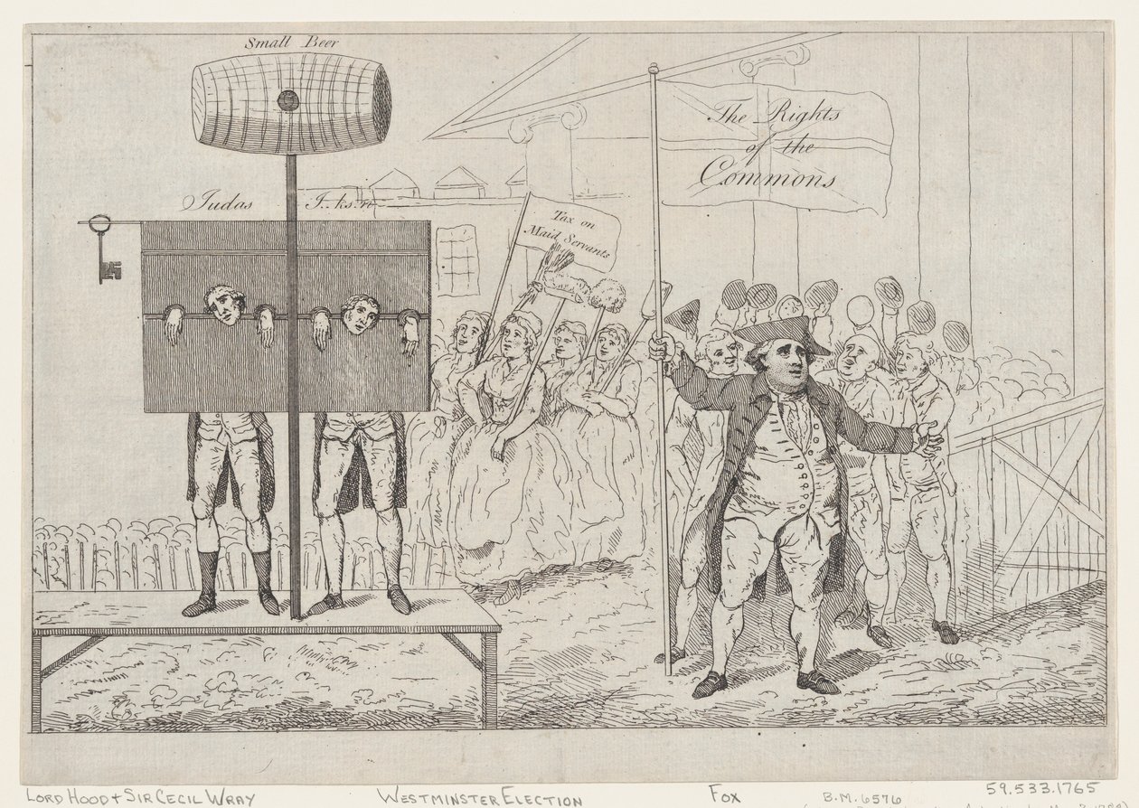 Sir Cecil Wray alla gogna da Thomas Rowlandson