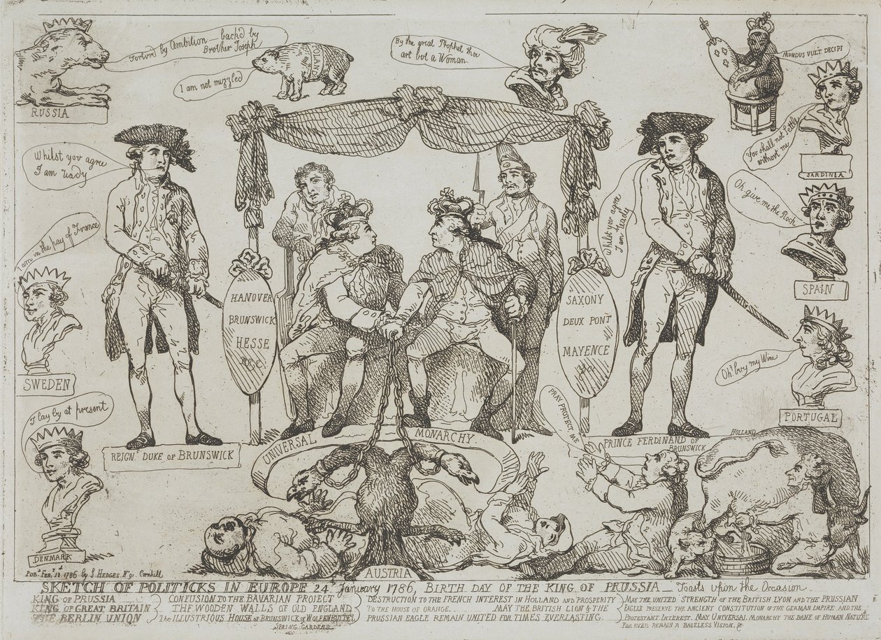Cenni sulla situazione politica in Europa, 24 gennaio 1786 – Compleanno del re di Prussia da Thomas Rowlandson